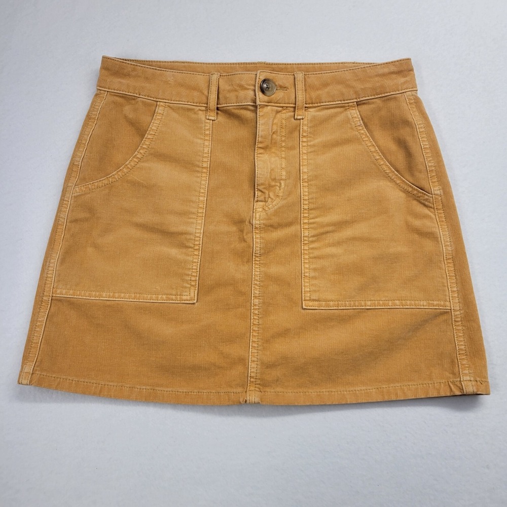 American Eagle Mustard Yellow Corduroy Hi-Rise A-Line Mini Skirt Womens‎ Size 4